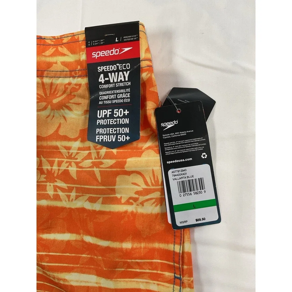 Speedo‎ Men's Swim Trunks Shorts Size Large 4-Way Comfort Stretch UPF 50+